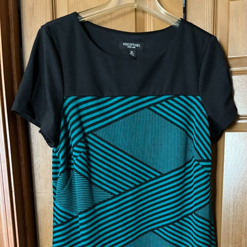 Black and Blue Geometric Pattern Dress